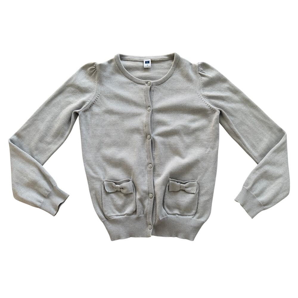 Janie & Jack Silver Shimmer Cardigan Bow Pockets‎ 10 Girls Puff Sleeve Holiday